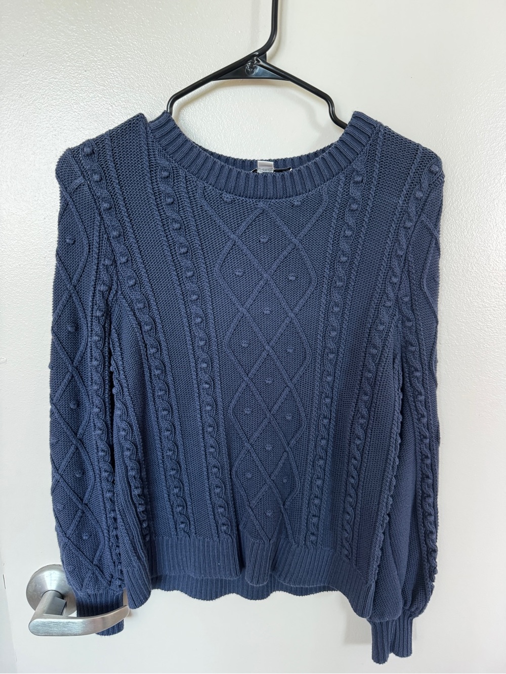 Amour Vert Navy Cable-Knit Crew Sweater